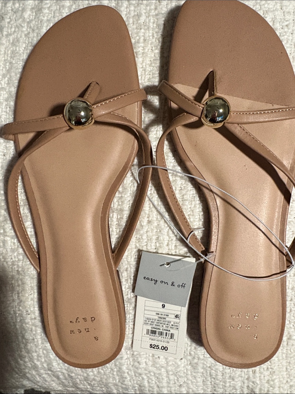 Target Women’s Tan Slide Sandals with Gold Accent